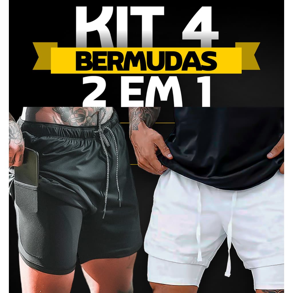Kit 4 Bermudas Masculinas Primefit Dry-Fit