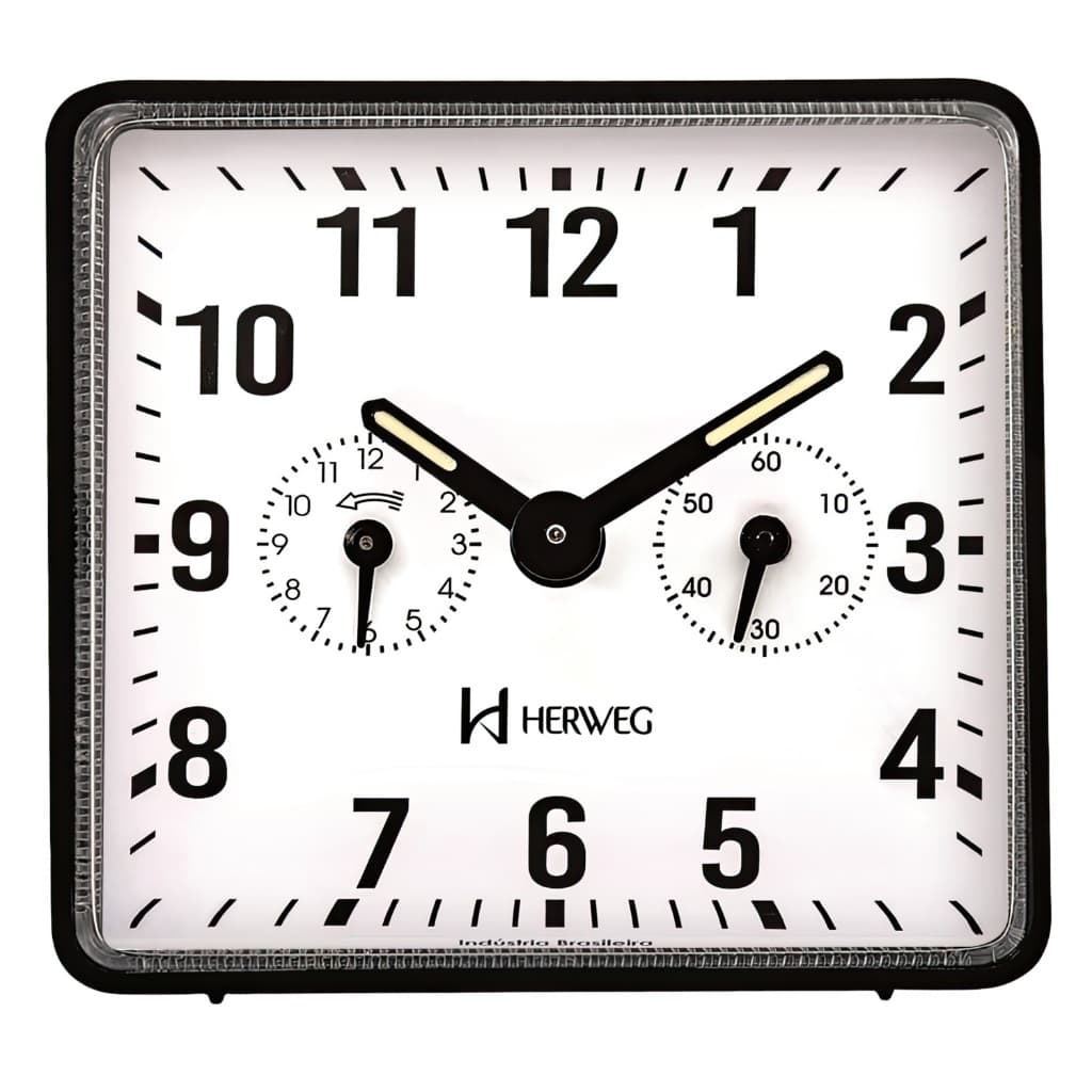 Relógio Despertador de Corda Herweg Clássico Preto 2245 034