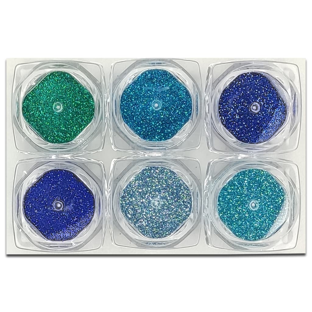 Kit 6x Cores SQ7604 (E09) Glitter Para Unha Encapsulada