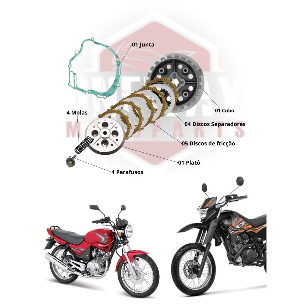 Kit Embreagem Completa Montada C/ Junta Ybr 125 Xtz 125 2000 á 2016