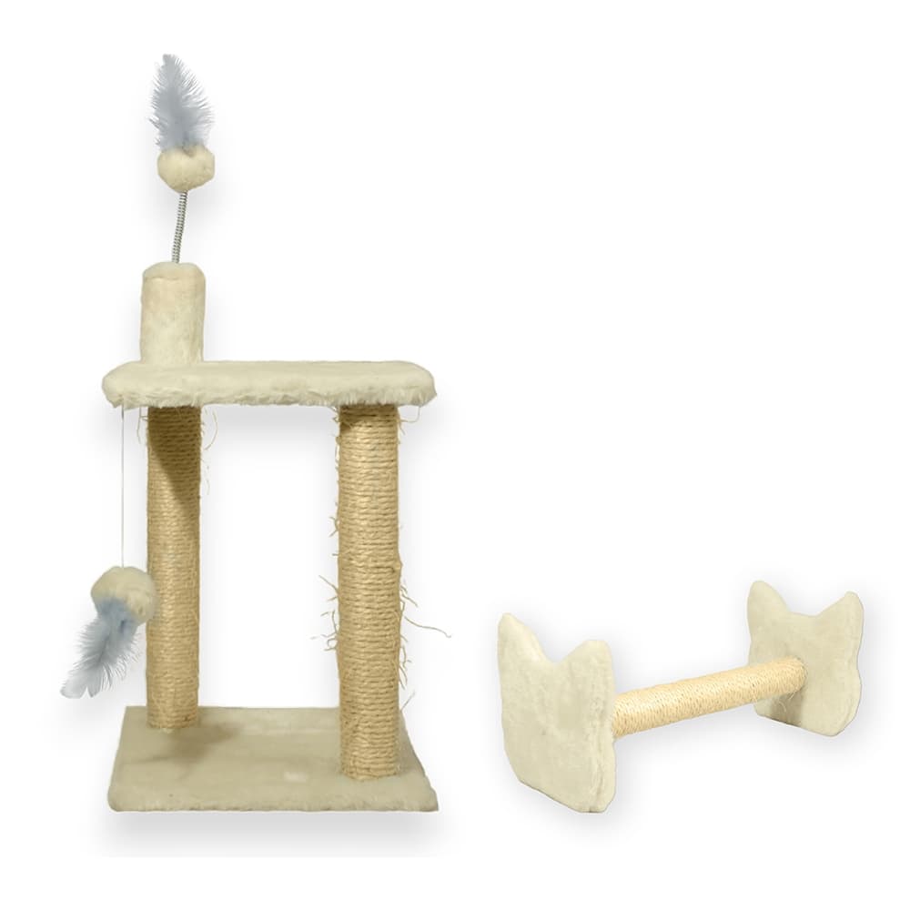 Kit Arranhador Sisal 2 Bases e Poste Cara de Gato Gato Horizontal MIUPET