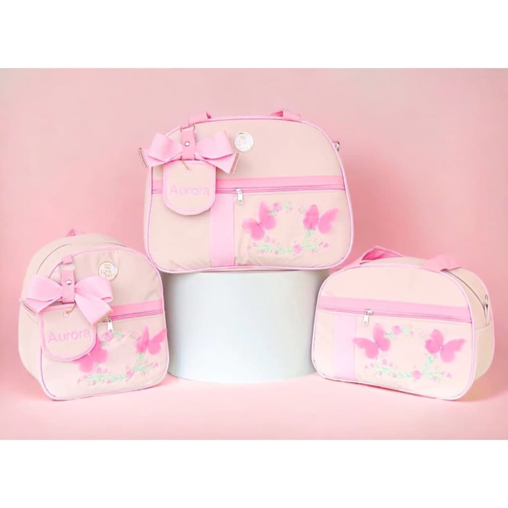 Kit Bolsa Maternidade Personalizada Jardim Encantado Borboleta