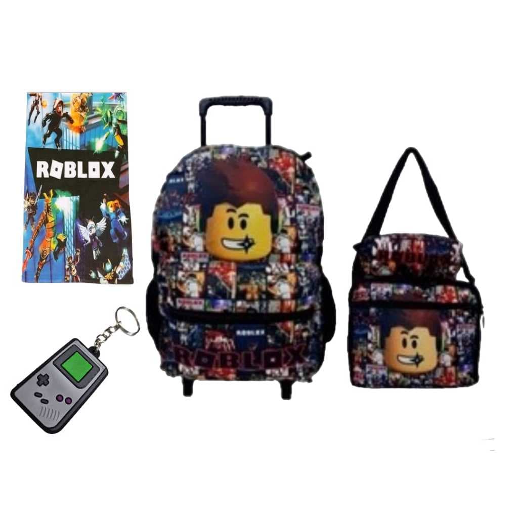 Kit Mochila rodinha infantil R0bl00xs  lançamento Toalha  chaveiro