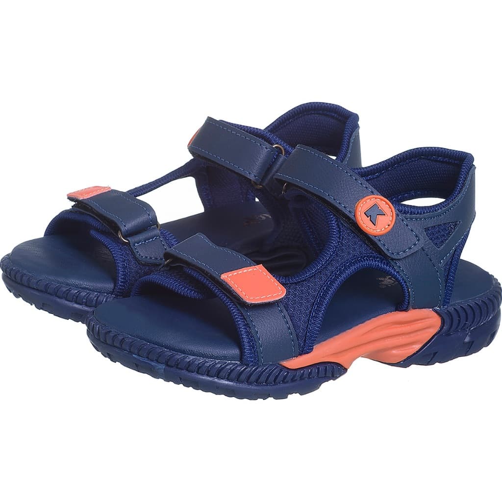 Sandália Papete Infantil Masculina Marinho Laranja Escolar Kidstep