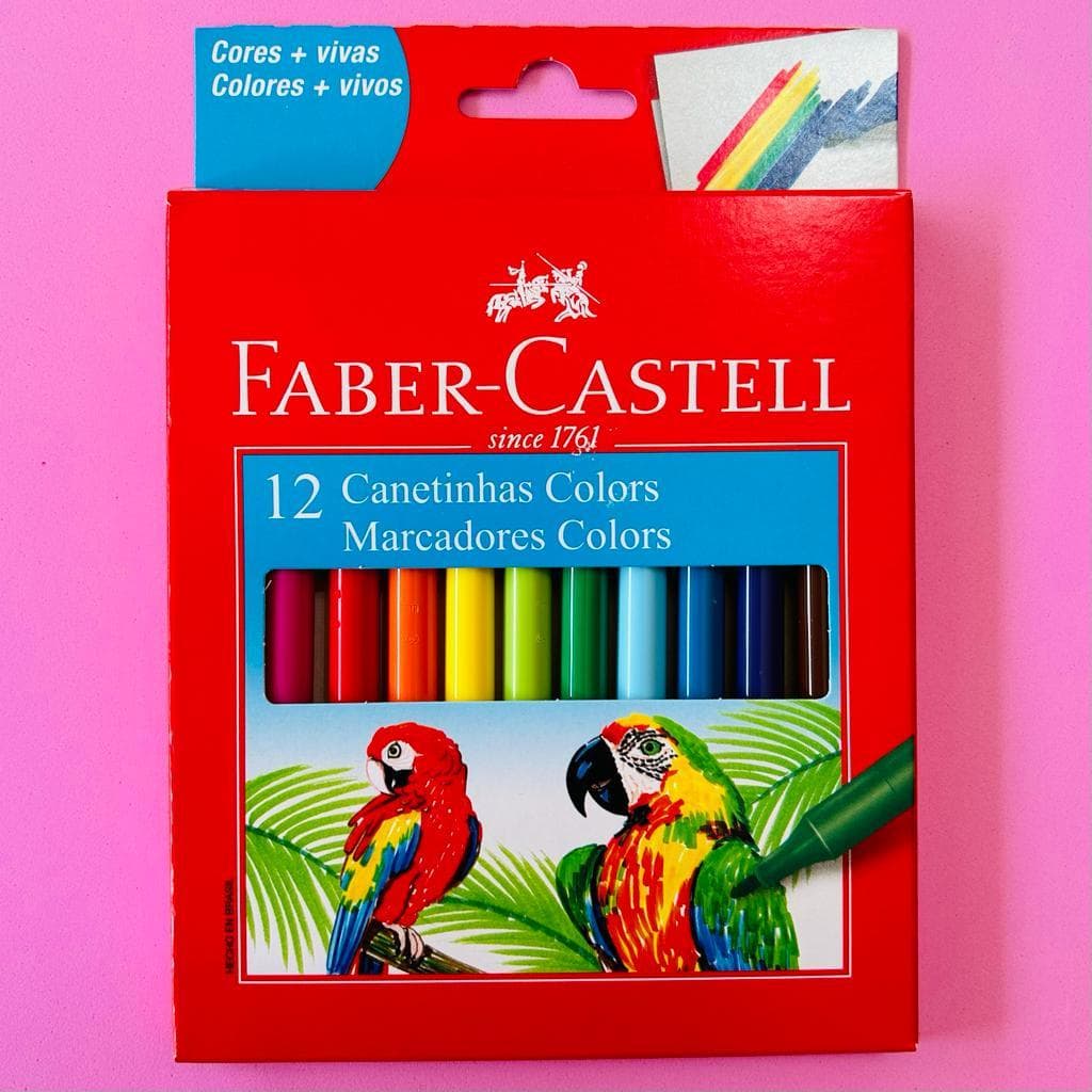 Caneta Hidrocor 12 cores 13,5cm Clássica Faber Castell