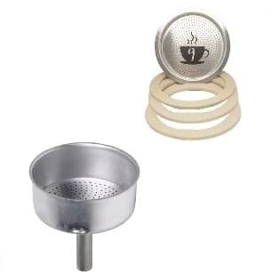 Kit reparo cafeteira italiana 9 Cafés 1 Funil 1 Filtro e 3 Borrachas