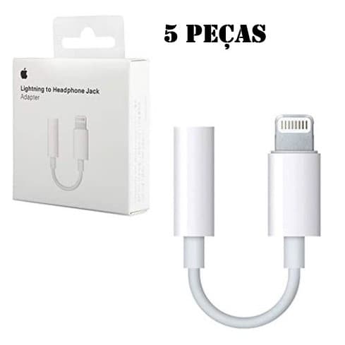 Combo 5 Peças Adaptador Lightning para Fone de Ouvido de ios e iPad Branco