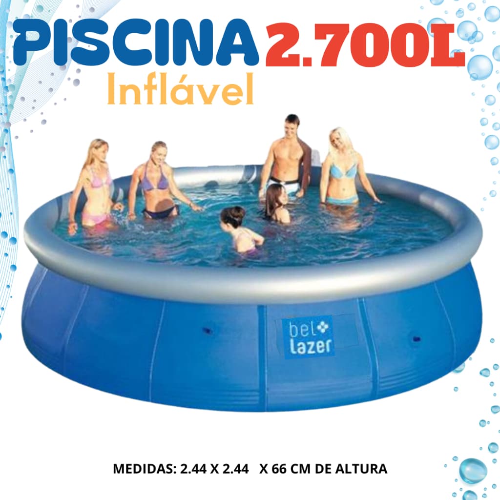 PISCINA INFLÁVEL GRANDE 2.700 LITROS EM PVC TRIPLO.