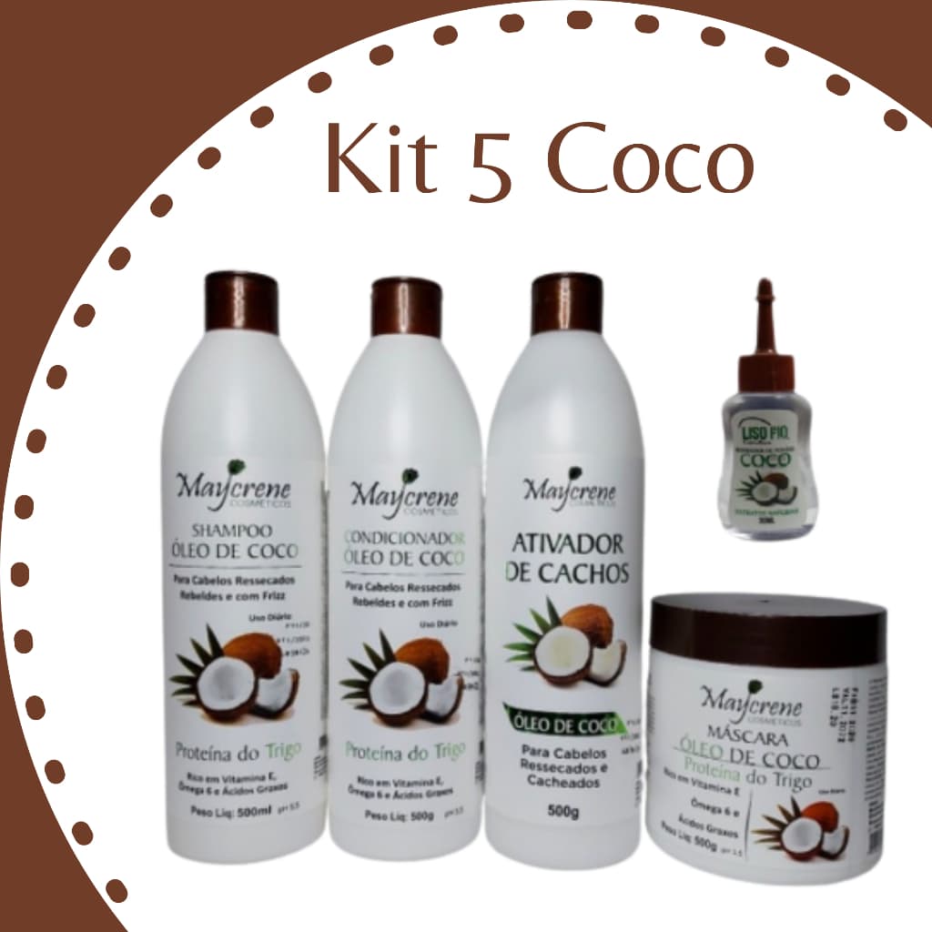 Kit  Óleo Coco  - Shampoo Condicionador Máscara Ativador e Reparador de Pontas