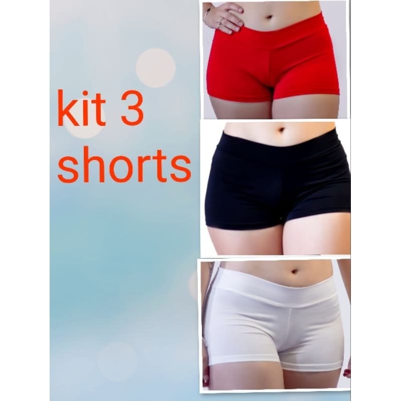 kit 3 mini shorts feminino total conforto