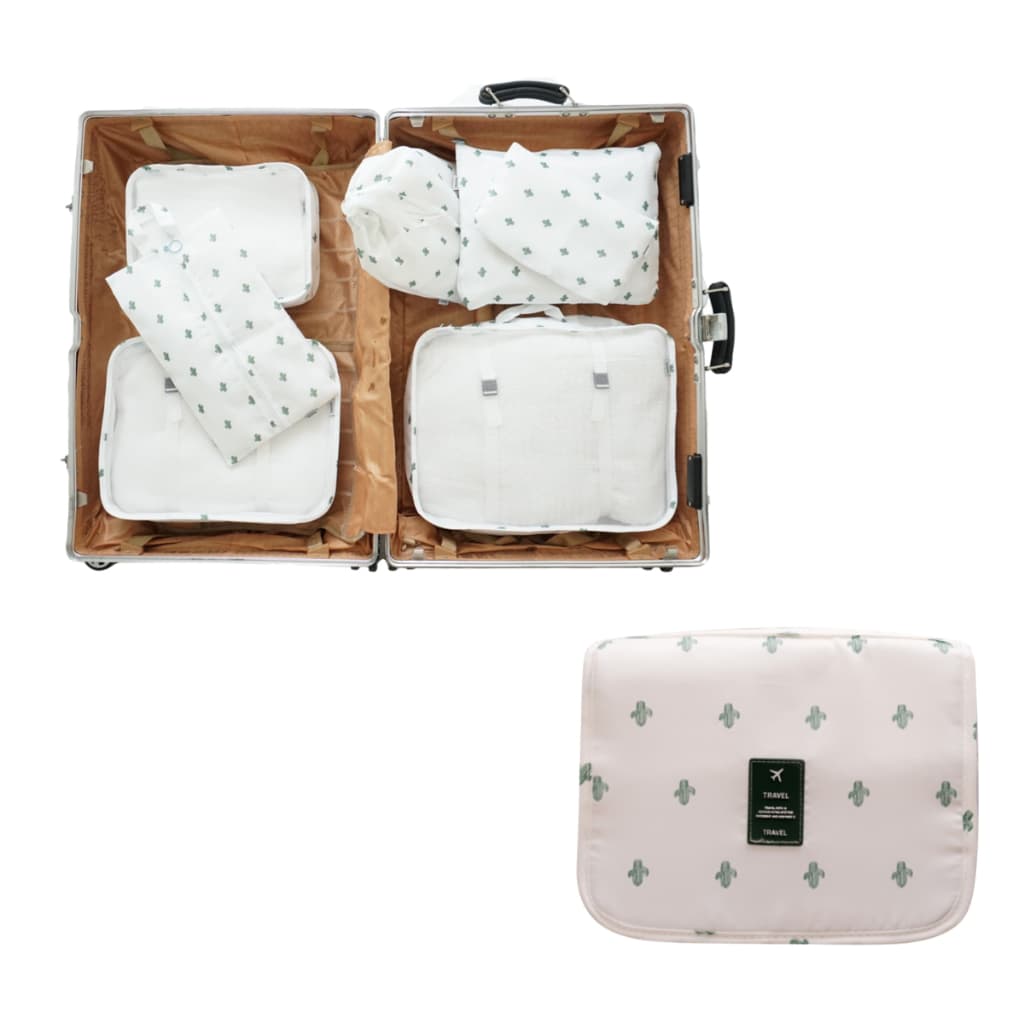 Kit Organizador Para Mala De Viagem 7 Peças + Nécessarie Para Cosméticos