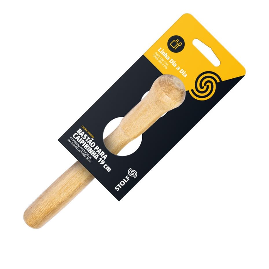 Bastão Socador de Madeira 19 cm para Caipirinha ou maceração de grãos e outros alimentos.Pilão.
