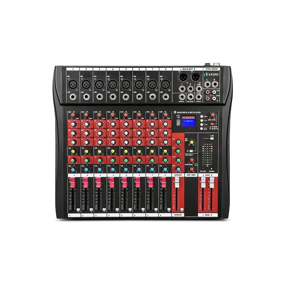 Vedo 8 canais misturador de som áudio mixagem controlador cartão de mesa player profissional consoles interface console