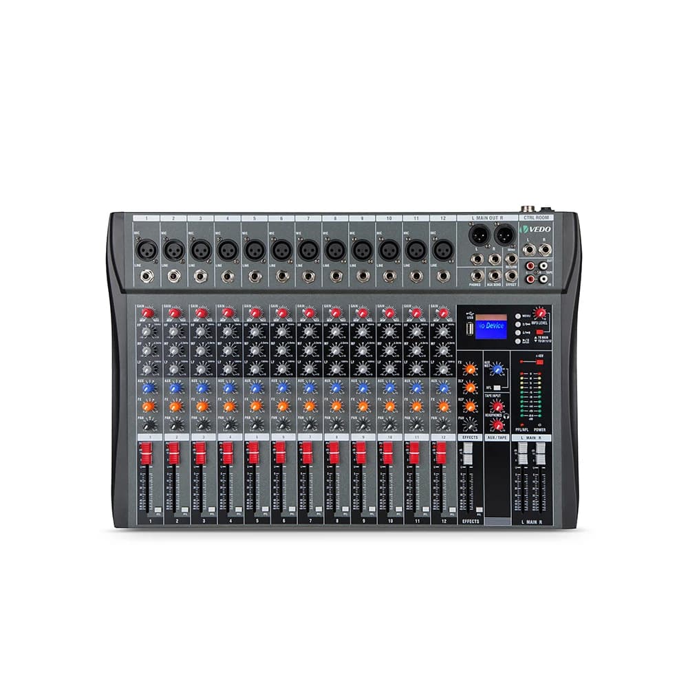 12 Canais misturador de áudio portátil mixagem console usb mp3 player registro interface placa de som para dj estúdio