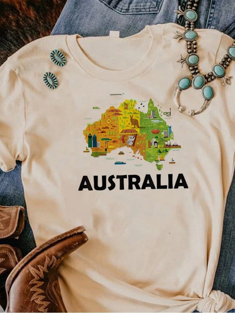 Camiseta Básica Unissex Australia Map Geography