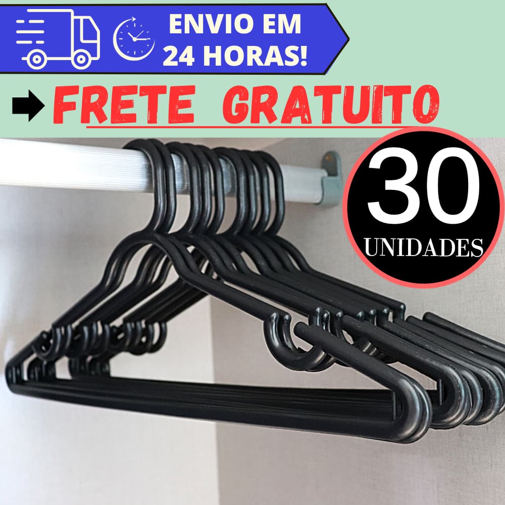 Cabides Adultos Kit 30 Cabides REFORÇADOS Organizador de Roupas