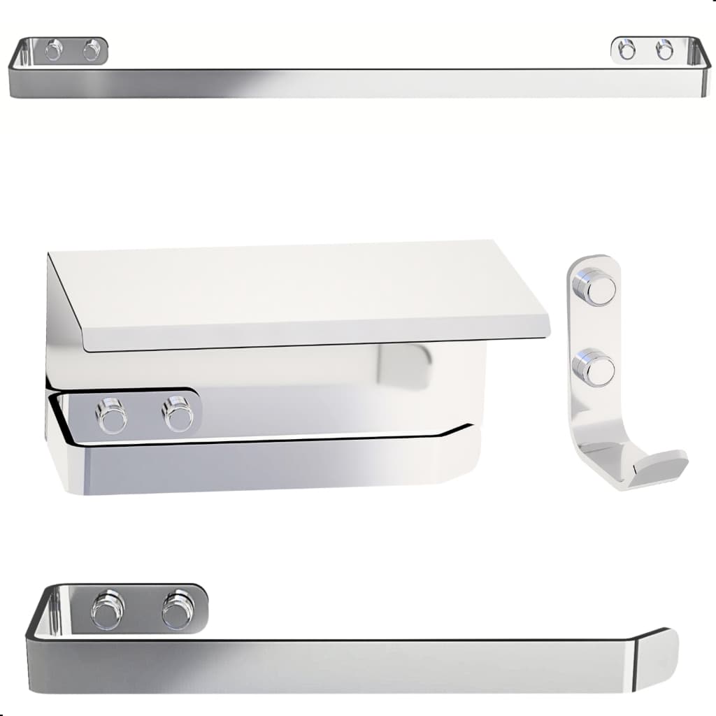 Kit Acessórios Para Banheiro Inox e Cromado 4 Peças MAX
