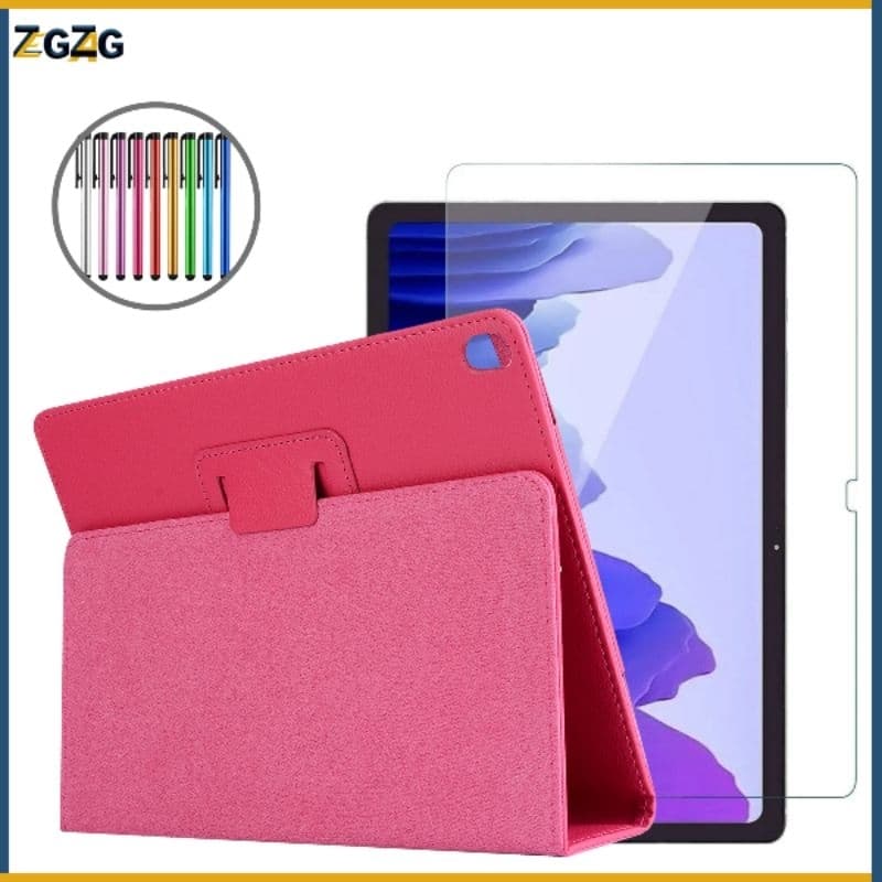 Kit 3 em 1 - Capa Carteira Rosa + Película De Vidro + Caneta Touch Compativel com Samsung Galaxy A7 T510