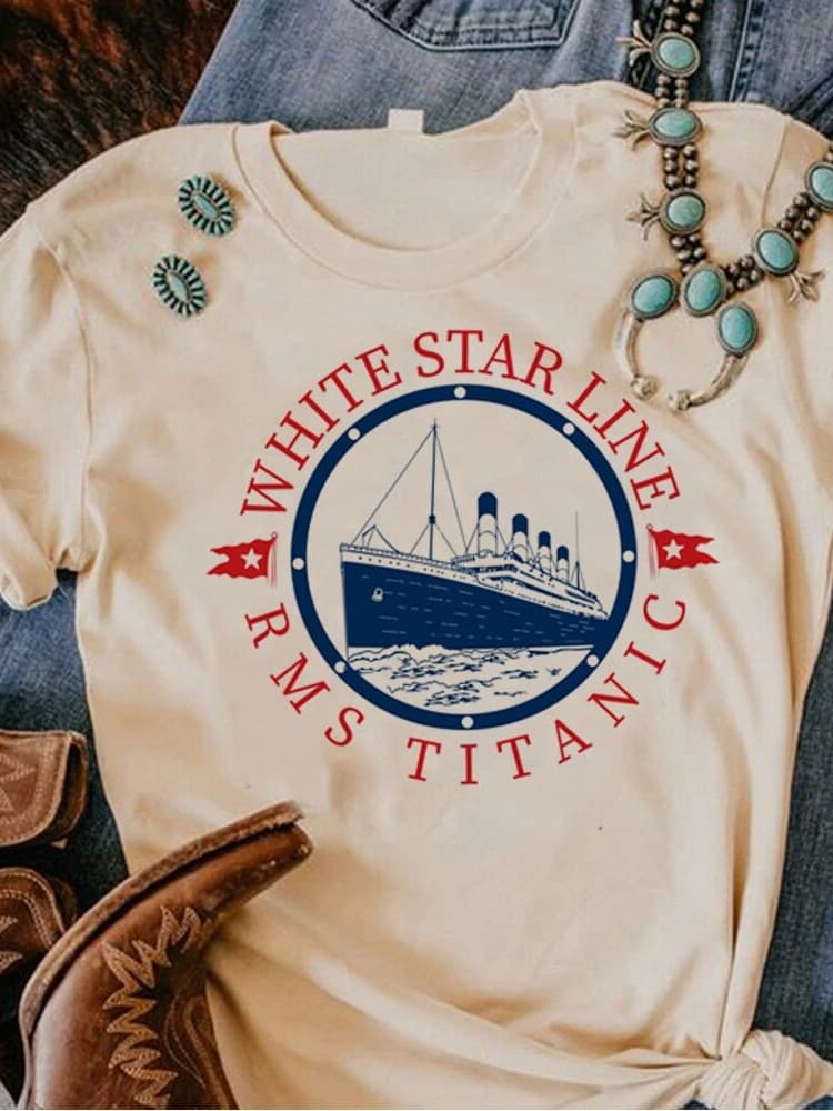 Camiseta Básica Unissex Titanic White Star Line Ocean