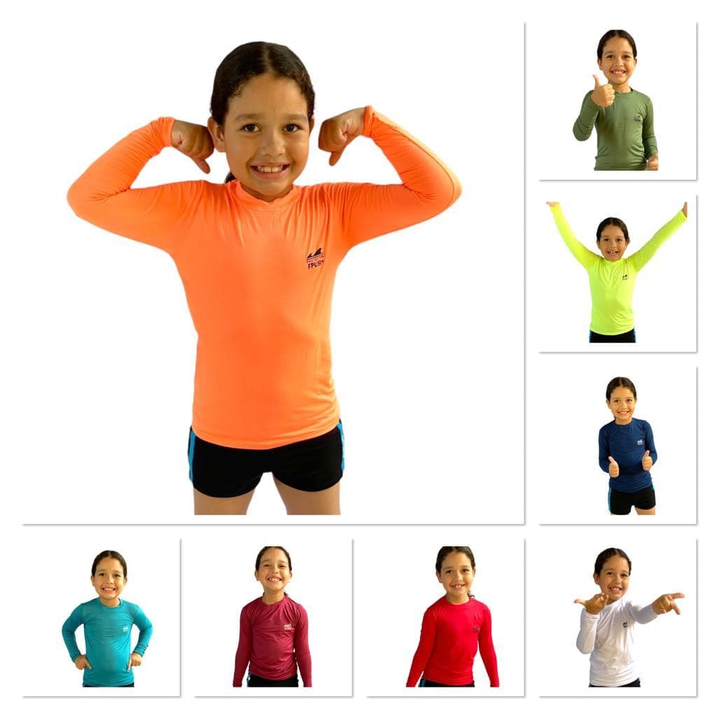 Camisa Infantil Menino Com Proteção Fator 50+ Para Praia e Piscina