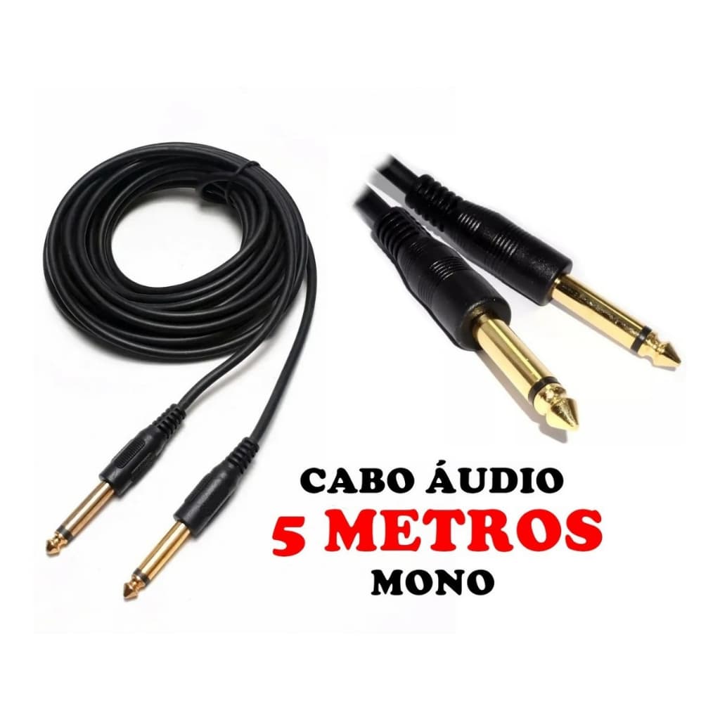 Cabo Violão Guitarra Teclado Baixo Caixa P10 x P10 5 metros Mxt