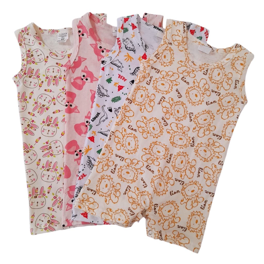 Macacão curto estampado bebe infantil malha algodão