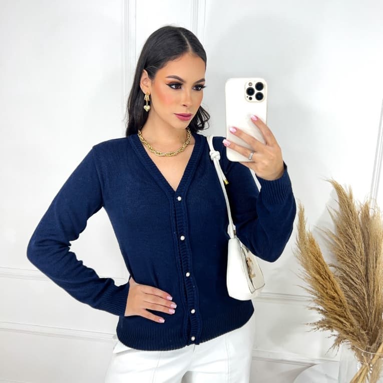 Blusa de frio feminina casaquinho Cardigan tipo sueter Feminino Inverno Casaco Botão