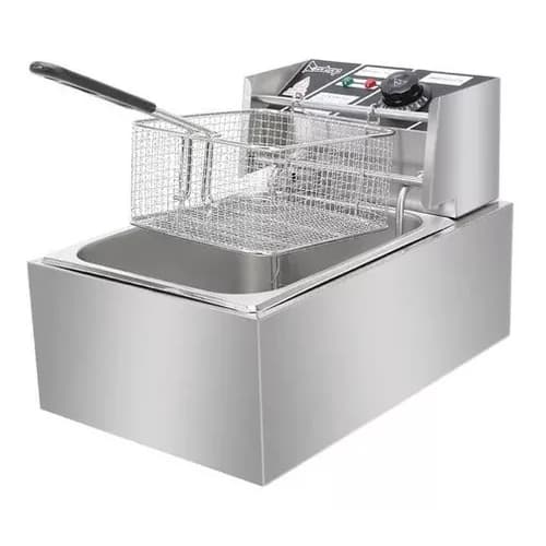 Fritadeira Elétrica Industrial A Óleo 1 Cuba 6 Litros 220v OU 127V C/  Tampa Inox