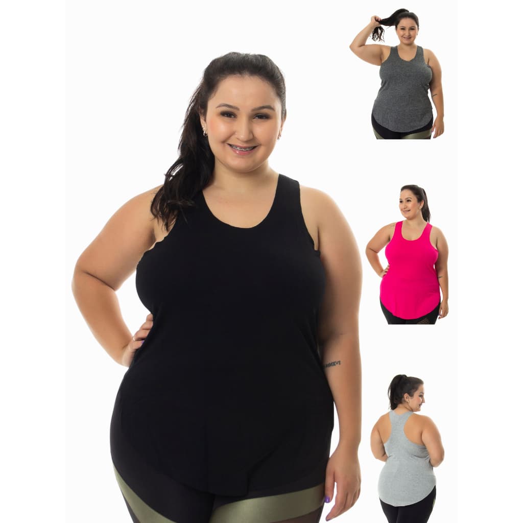 Kit 3 Regatas Tapa BumBum Plus Size 11058