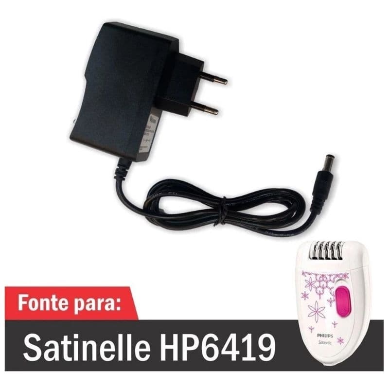 Fonte Para Depilador Philips Satinelle HP6419 (Cabo de Força/ Fonte Carregador/ Cabo de Energia)