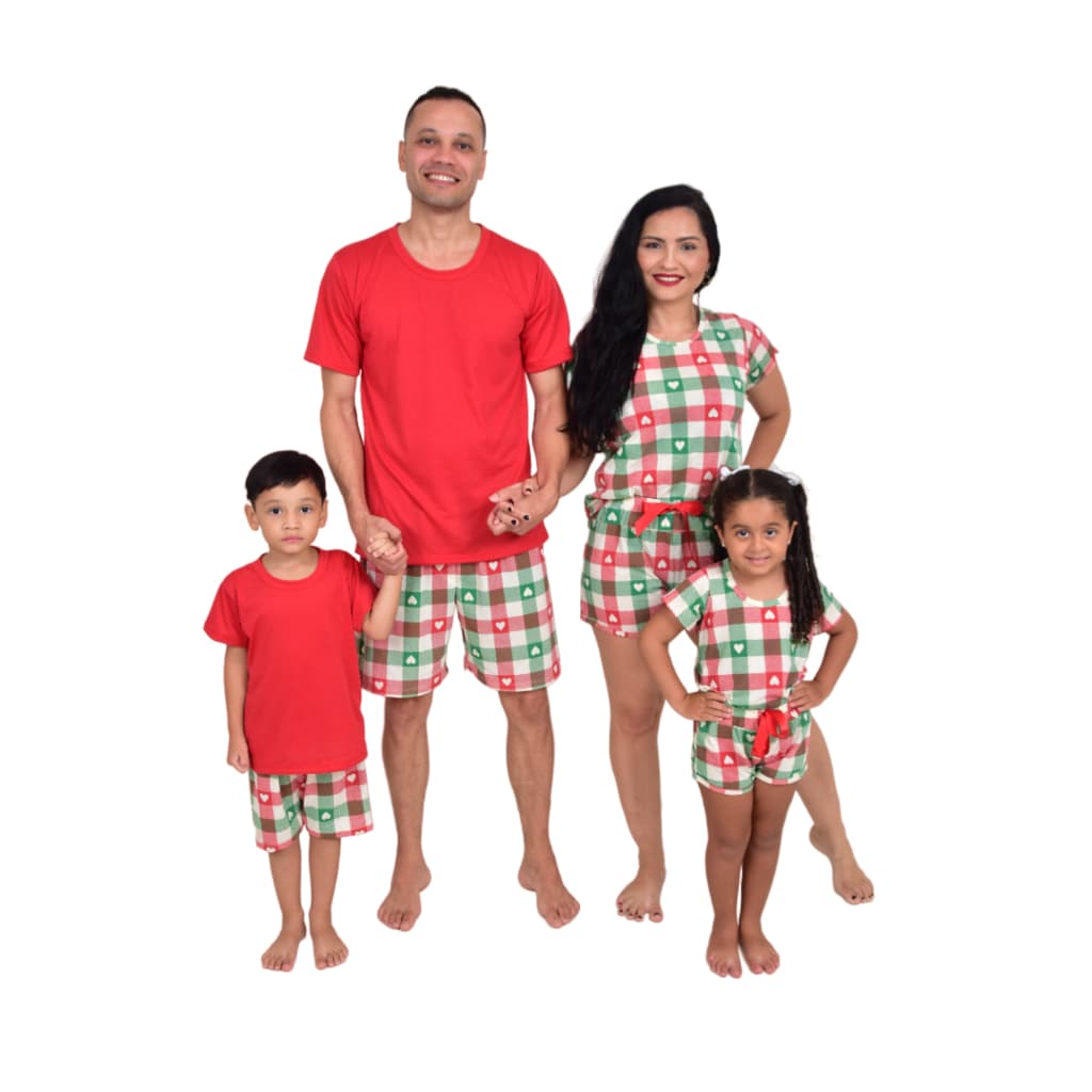 Kit 4 Pijamas De Natal Família Natalino Infantil E Adulto