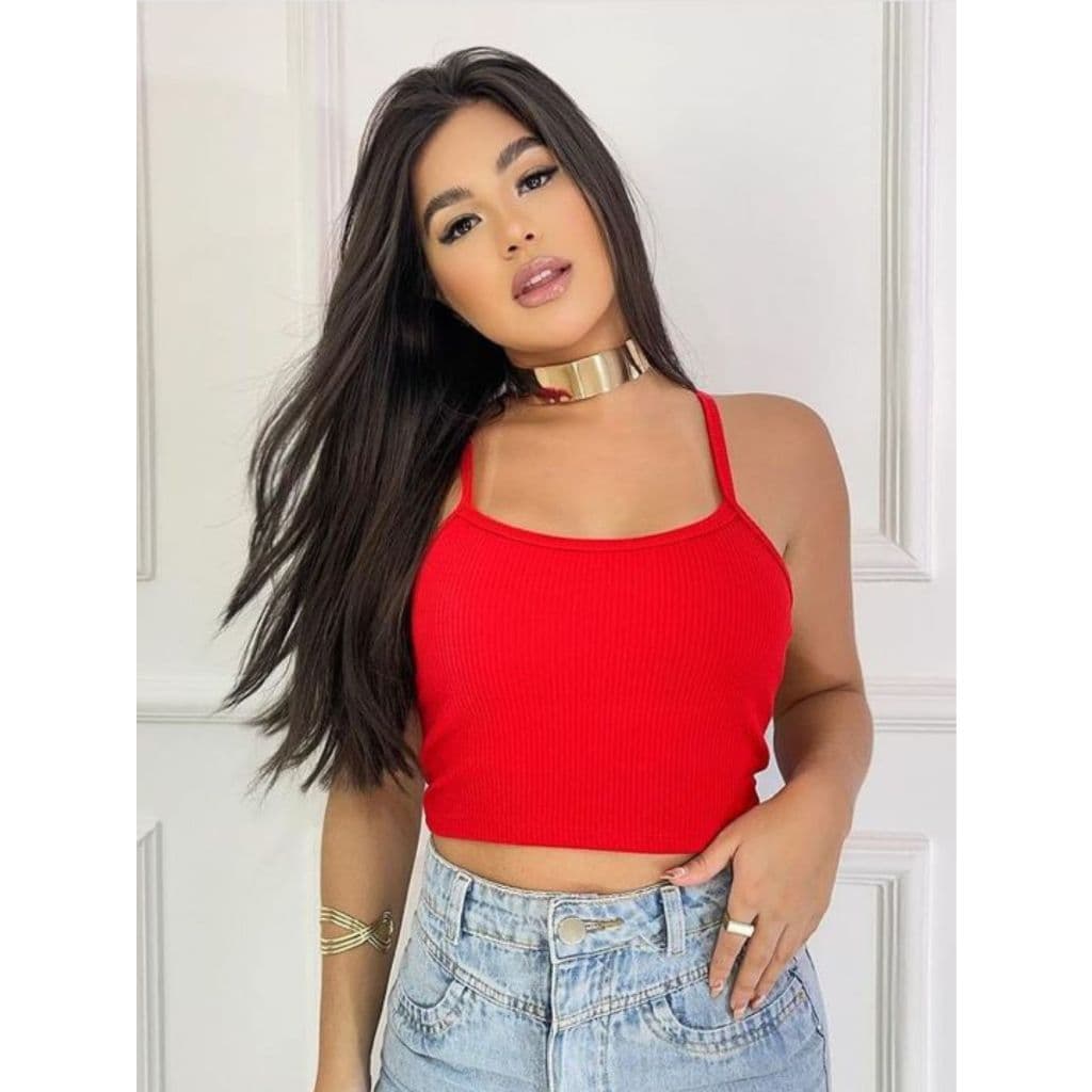 Cropped Canelado Premium Cropped Alcinha Casual Dia A Dia