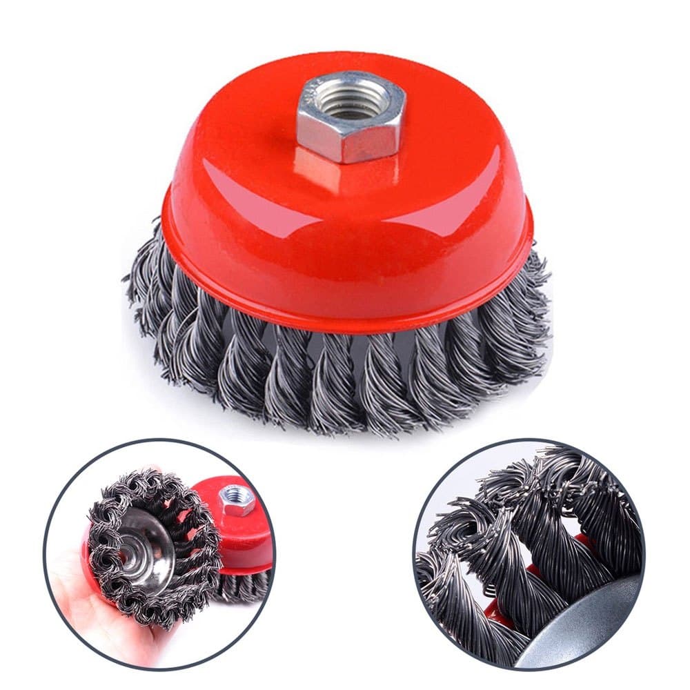Escova De Aço Carbono Torcido Tipo Copo 100mm Rosca M14 -MTX