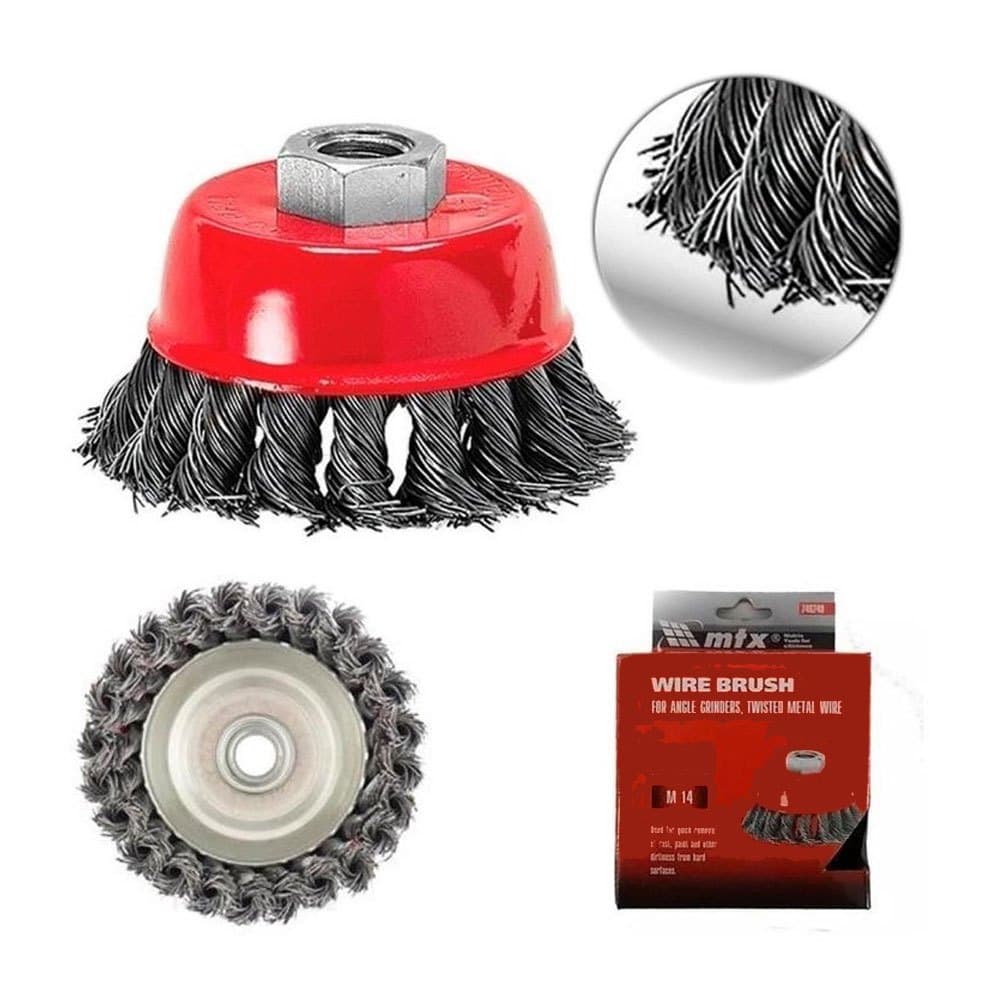 Escova De Aço Carbono Torcido Tipo Copo 150mm Rosca M14 -MTX