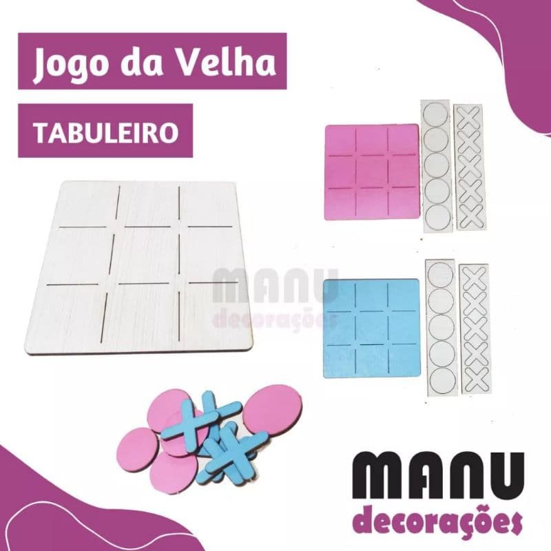 Kit 15 PEÇAS Jogo da Velha 10cm LISO PINTADO PERSONALIZADO / Tabuleiro Presente Lembrancinha em MDF