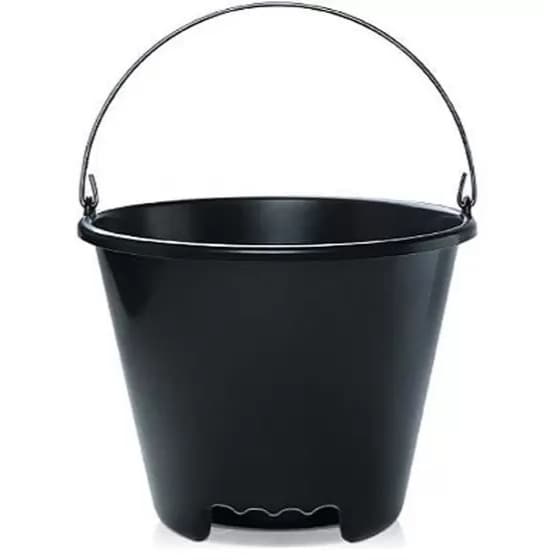 Balde p/concreto de Pedreiro 12l Ecoplastic com alça de Metal Balde Grande Preto Limpeza