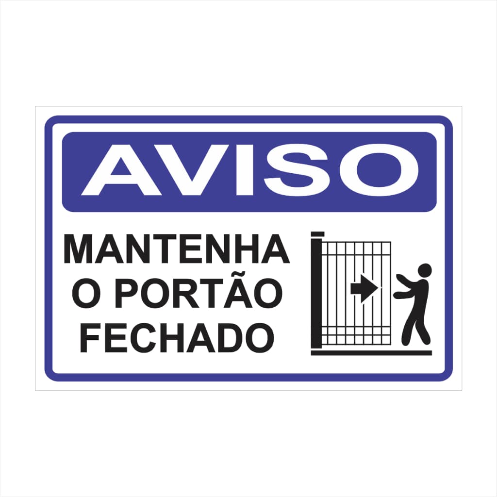 Placa Aviso Mantenha O Portão Fechado Placa De Sinalização 30x20cm