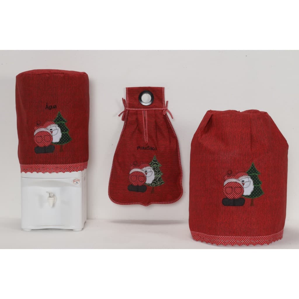 Kit 3 peças Água ,Botijão e Puxa Saco Papai Noel