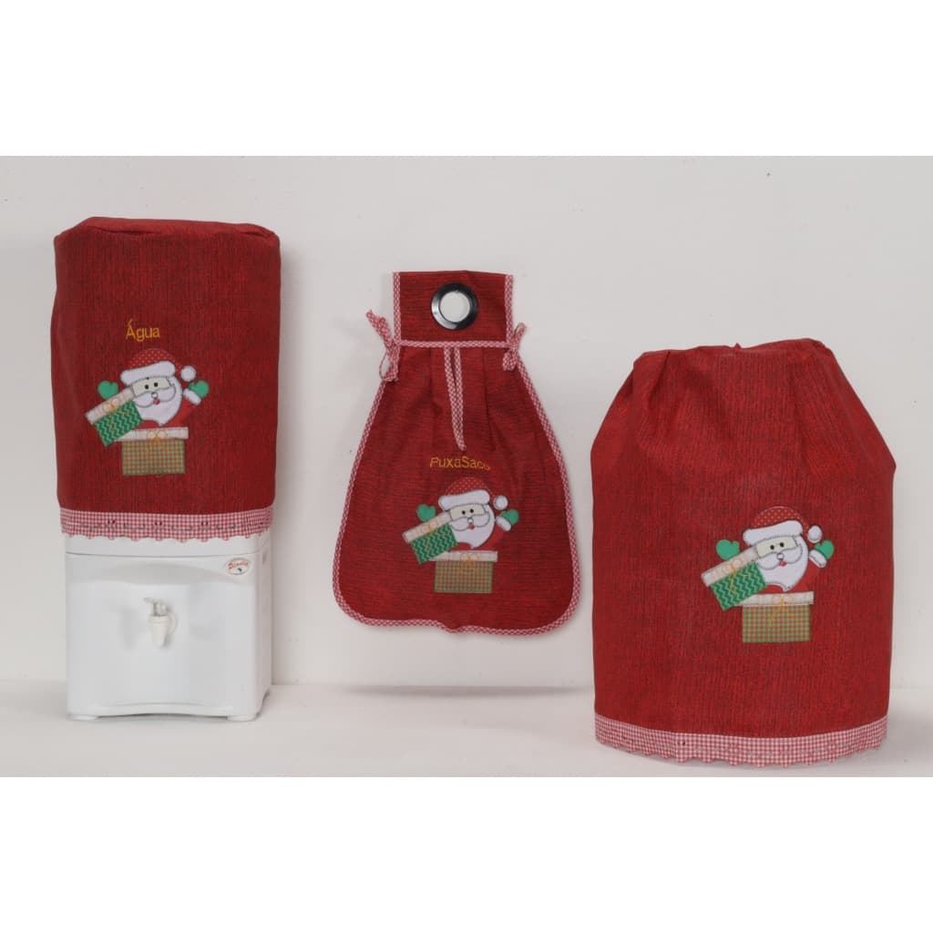 Kit 3 peças: Água, Botijão e Puxa Saco Papai Noel Presente