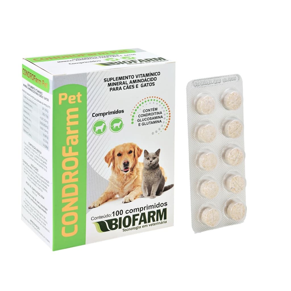 CondroFarm Pet Suplemento Vitaminico Condroitina Cães e Gatos 100comprimidos