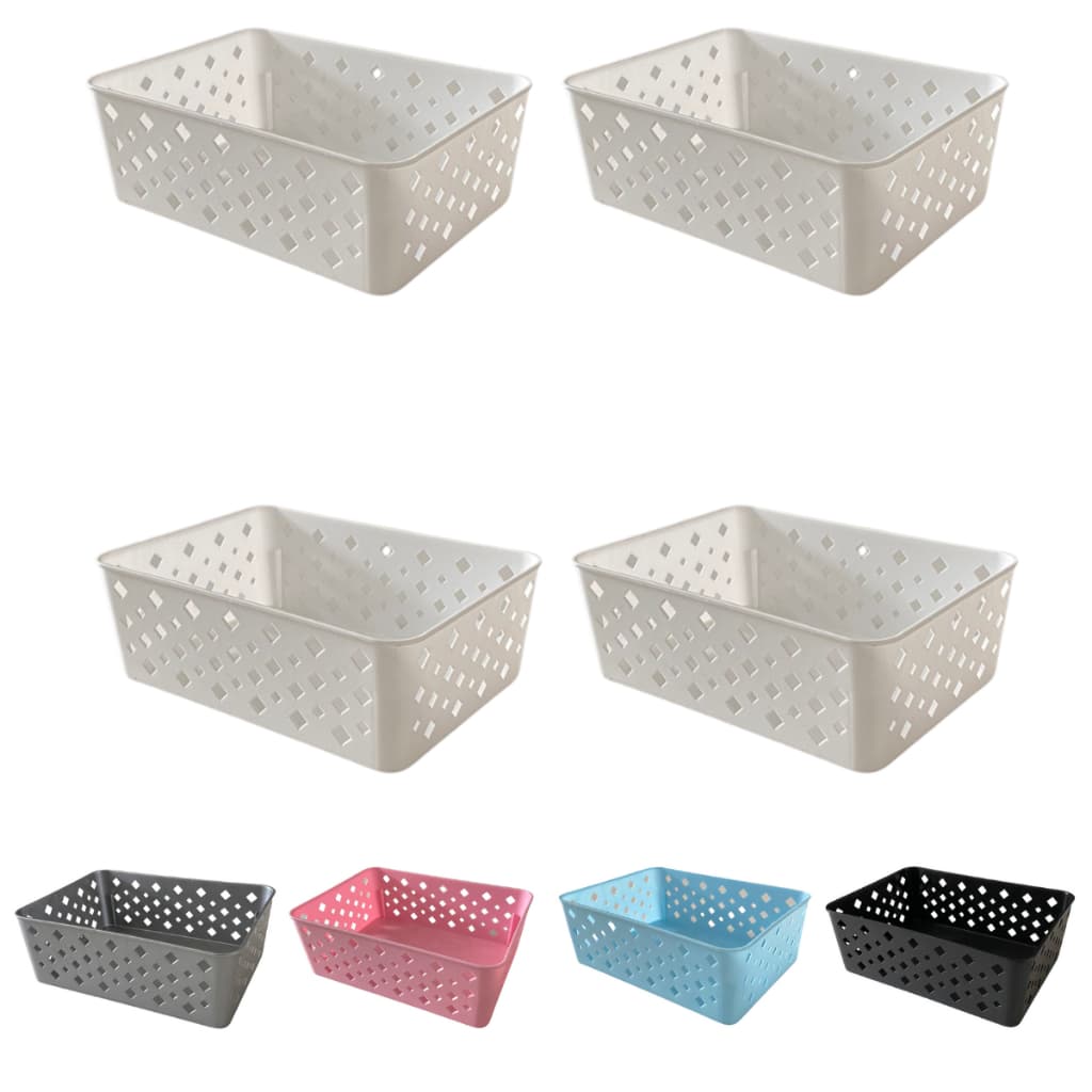Kit 4 Cestos Multiuso Organizador Empilhável Gaveta 19x14x6