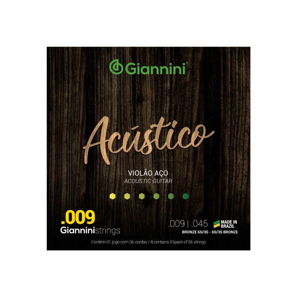 Encordoamento Violão Aço Giannini 009 Geswal Bronze
