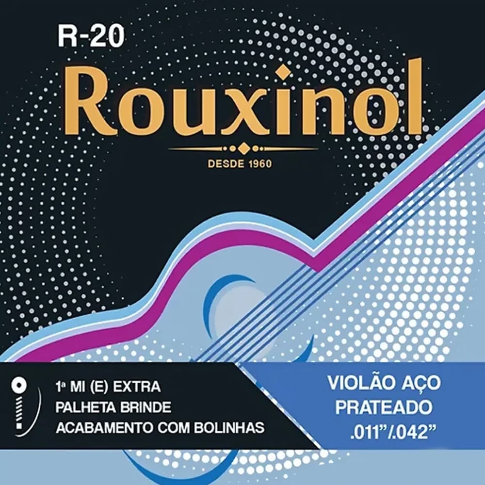 Encordoamento Corda Rouxinol R20 Para Violão Aço C/ Bolinha + palhetas