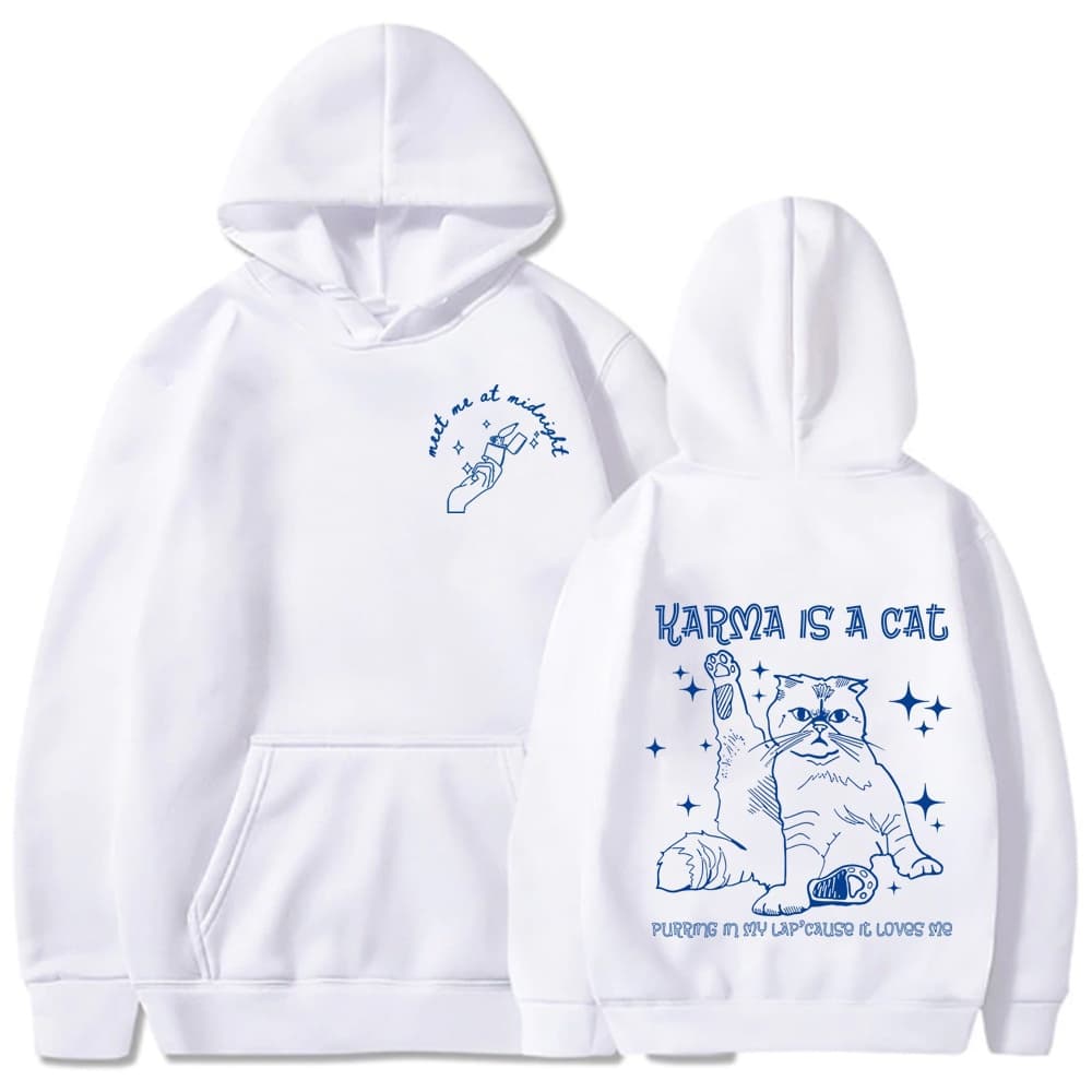 Blusa Moletom Com Capuz Unissex Karma Is A Cat Midnight