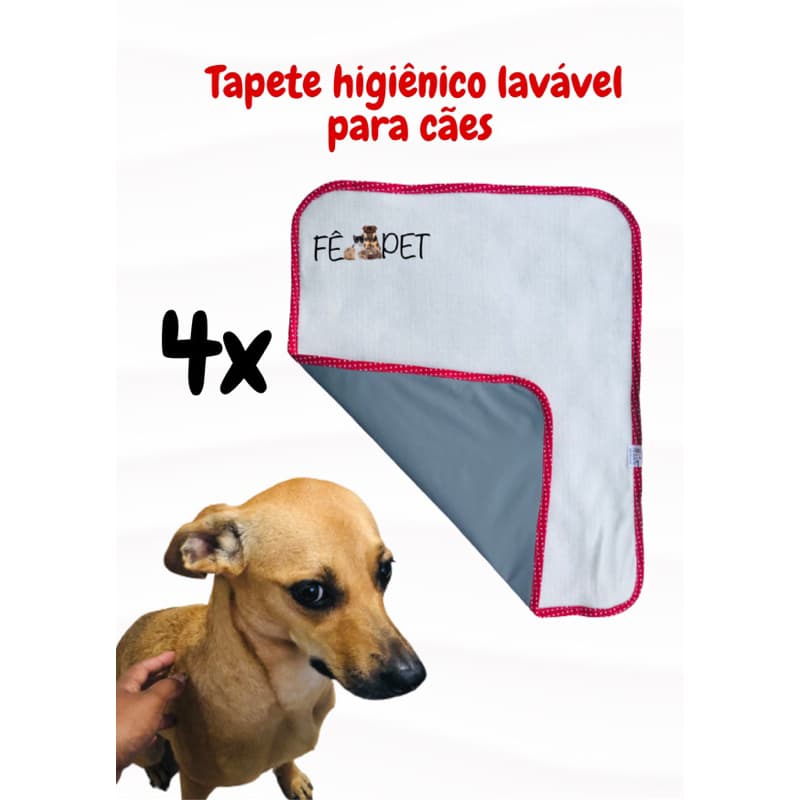 Kit com 4 unidades do Tapete Higiênico Lavável 70x 60 (Fê Pet), cores variadas fêmea