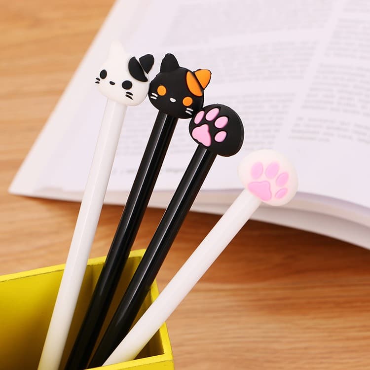 4 Peças Canetas Gato Bonito Caneta Gel Kawaii Dos Desenhos Animados caneta ponta fina