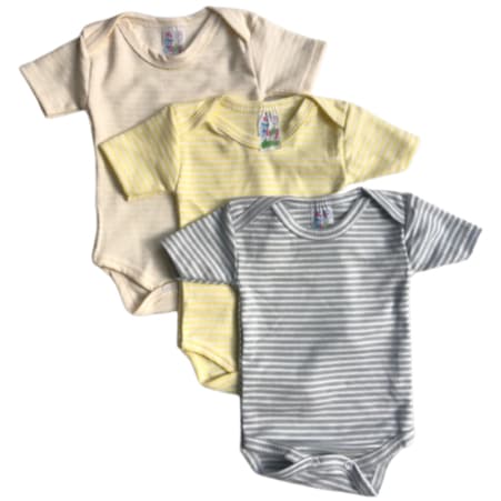 Kit 3 Peças Body Bebe Suedine Sortidas Infantil Manga Curta Algodão Listras Listrado Borys Flaphy
