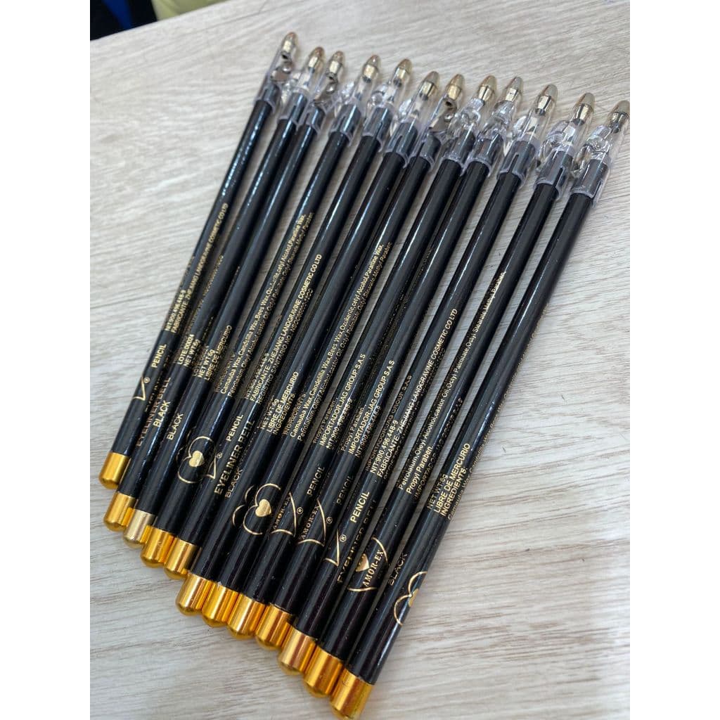 Lápis de Olho Preto com Apontador Kit com 12 Unidades - AmorEx