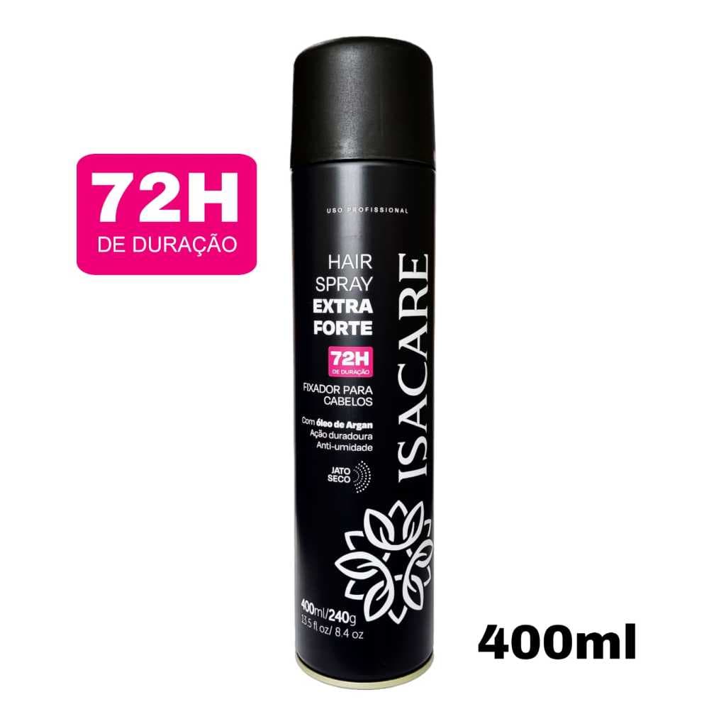 FIXADOR SPRAY ISACARE HAIR EXTRA FORTE (BLACK) DE 400ML 72H