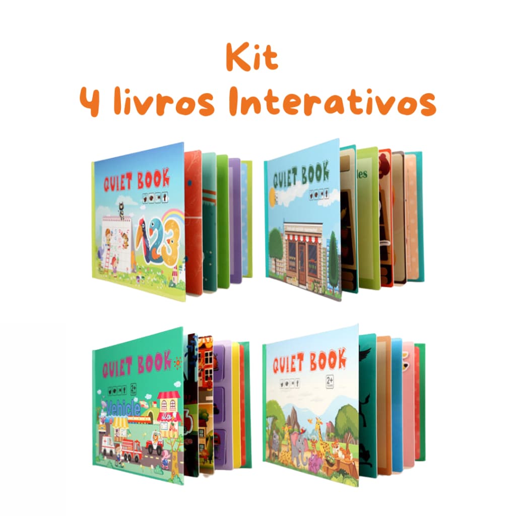 Kit com 4 livros - Livro Interativo de Atividades Montessori Quiet Book